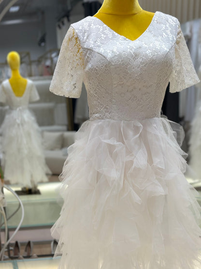 BG-WED-AME-10063 New travel photography light wedding dress forest style slim French style simple bride going out small dress spring