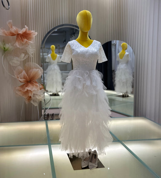 BG-WED-AME-10063 New travel photography light wedding dress forest style slim French style simple bride going out small dress spring