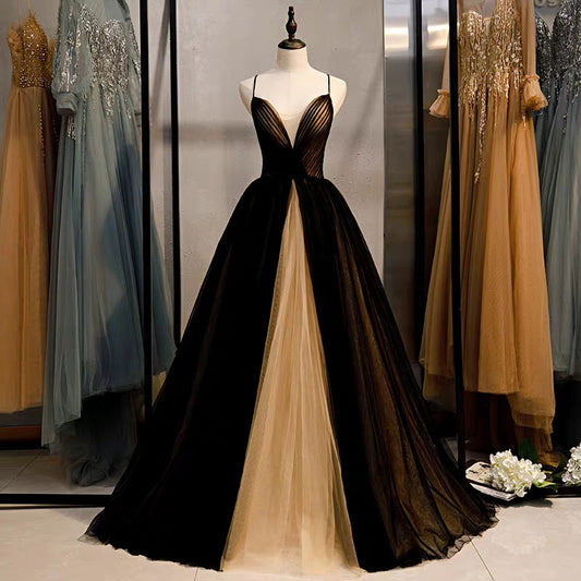 Banquet evening dress long skirt women new black show thin usual can wear the annual fairy temperament birthday dress