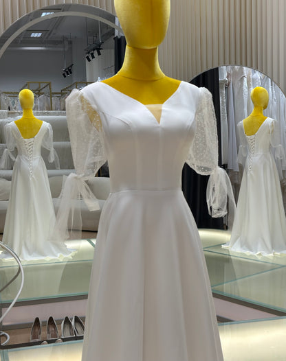 BG-WED-AME-10066 wedding dress forest style slim French style simple bride going out small dress spring