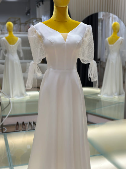 BG-WED-AME-10066 wedding dress forest style slim French style simple bride going out small dress spring