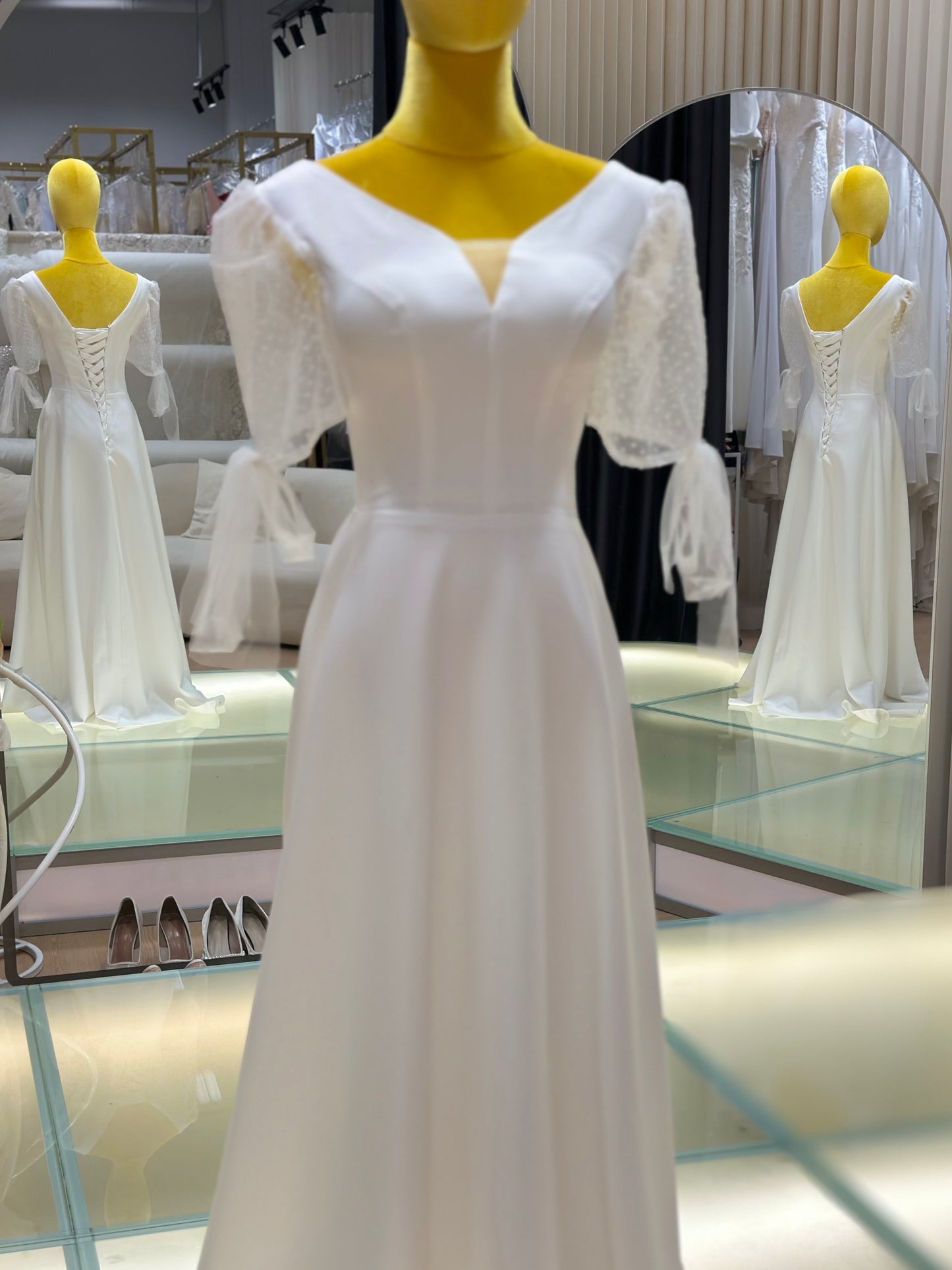 BG-WED-AME-10066 wedding dress forest style slim French style simple bride going out small dress spring