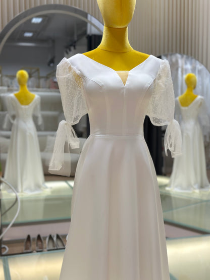 BG-WED-AME-10066 wedding dress forest style slim French style simple bride going out small dress spring