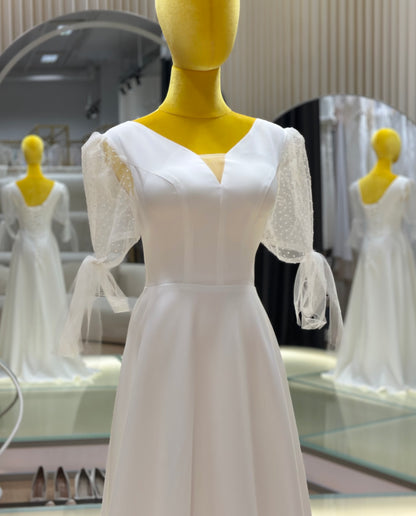 BG-WED-AME-10066 wedding dress forest style slim French style simple bride going out small dress spring