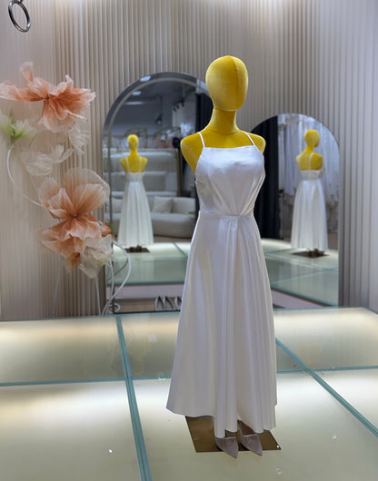 BG-WED-AME-10069 Light wedding dress simple French style outdoor gown travel photography light gauze super fairy forest travel photography small white satin