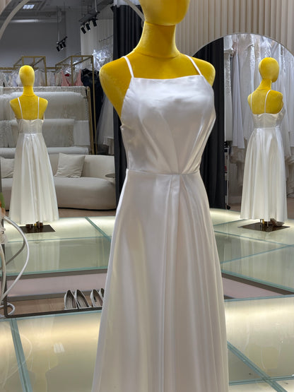 BG-WED-AME-10069 Light wedding dress simple French style outdoor gown travel photography light gauze super fairy forest travel photography small white satin