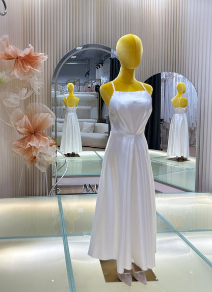 BG-WED-AME-10069 Light wedding dress simple French style outdoor gown travel photography light gauze super fairy forest travel photography small white satin