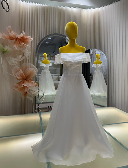 BG-WED-AME-10071 OFF-shoulder simple light wedding dress new lawn forest wedding super fairy travel photography floor-length welcoming dress