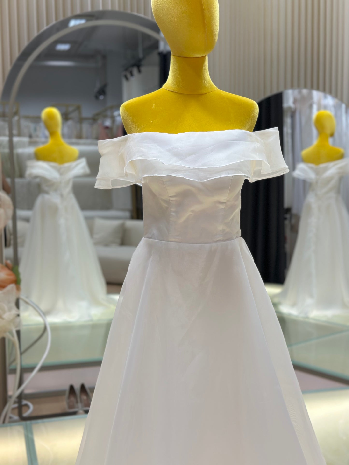 BG-WED-AME-10071 OFF-shoulder simple light wedding dress new lawn forest wedding super fairy travel photography floor-length welcoming dress