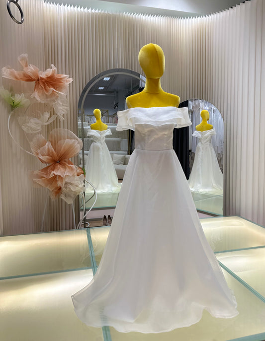 BG-WED-AME-10071 OFF-shoulder simple light wedding dress new lawn forest wedding super fairy travel photography floor-length welcoming dress