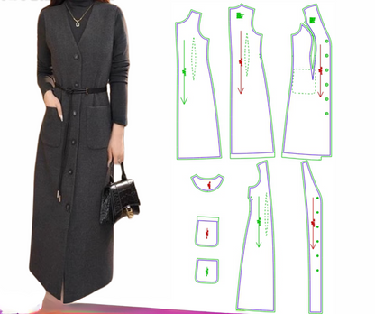 Women Sleeveless Dress Sewing Pattern 3818 Paper Cutting Design