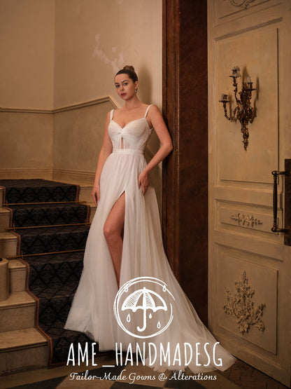Ethereal Grace — Minimalist Backless A-Line Wedding Gown