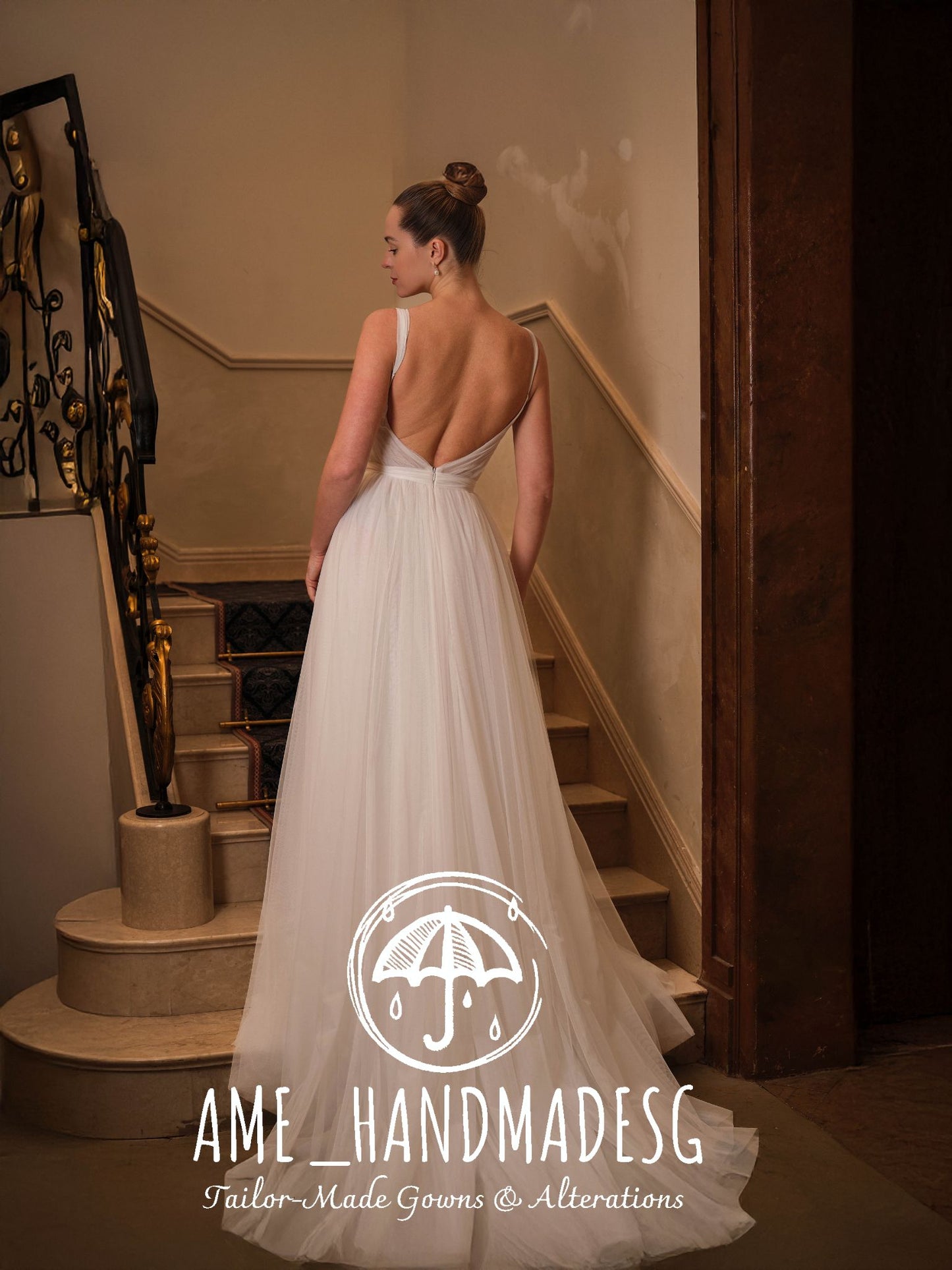 Ethereal Grace — Minimalist Backless A-Line Wedding Gown