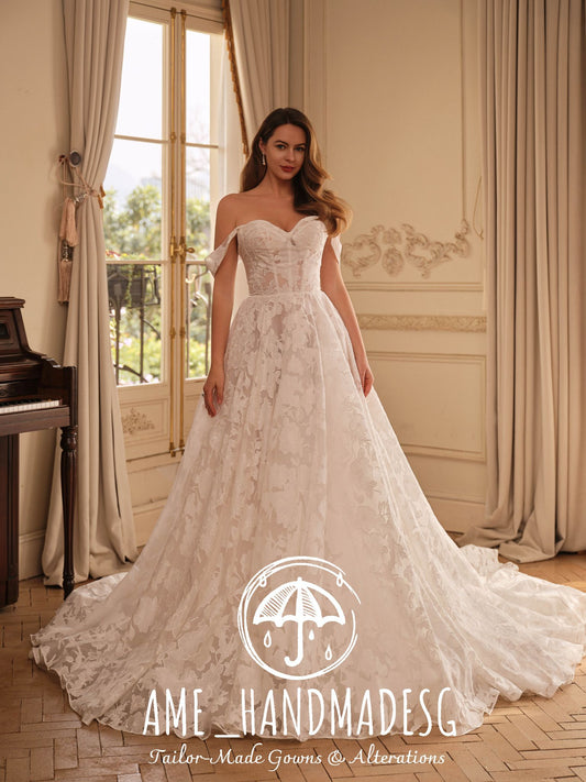 Sunny - Timeless Lace Romance – A Custom Bridal Gown of Pure Elegance