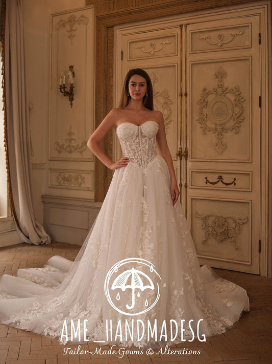 Eternal Grace: A Romantic Corset Lace Ball Gown