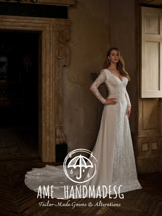Silent Grace: An Open-Back Lace Bridal Gown