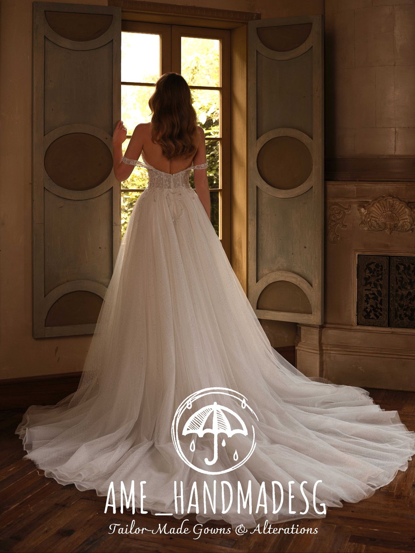 Aurora Grace – A Lace A-Line Bridal Gown with Soft Tulle Train