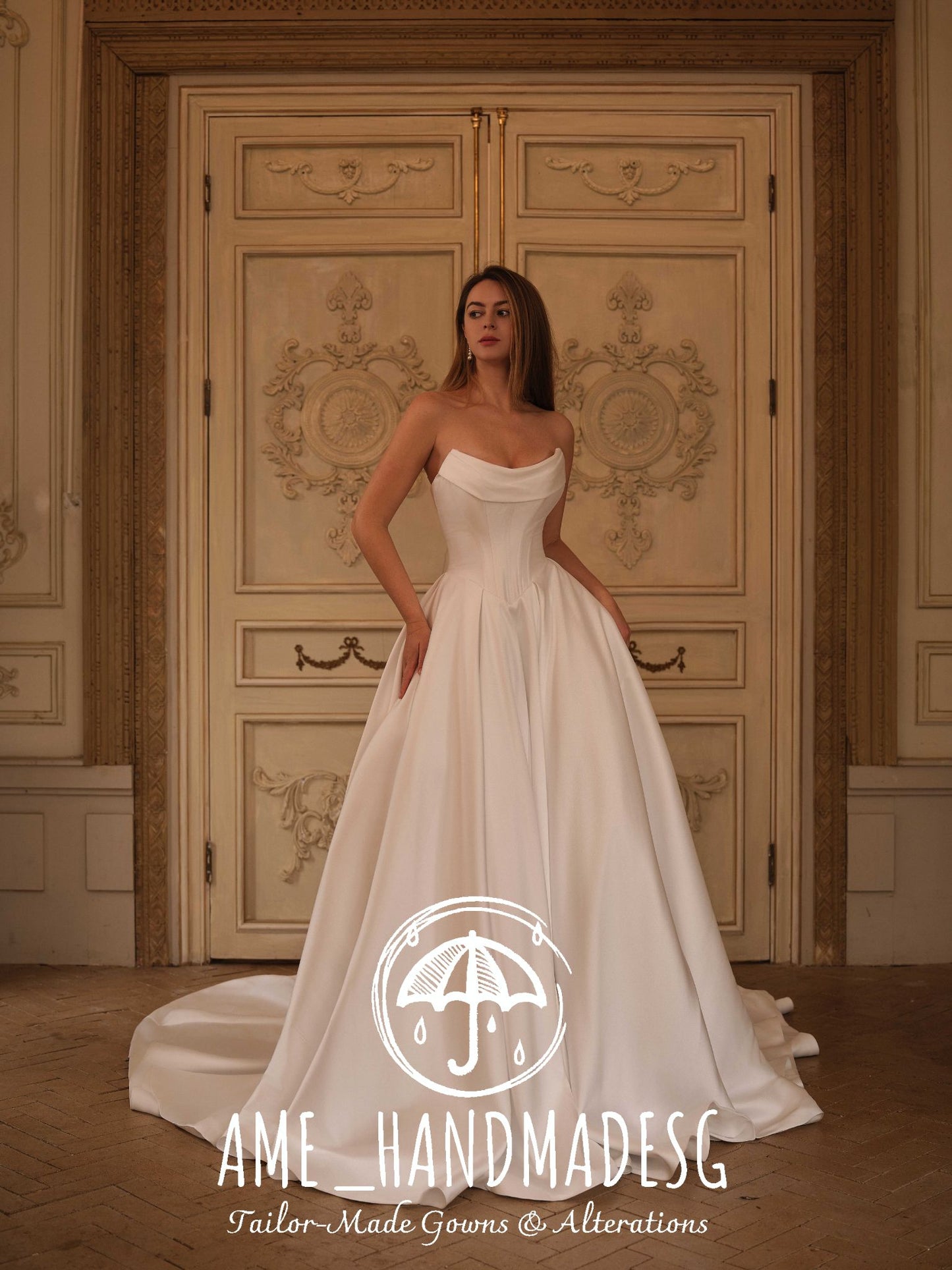Modern Majesty: A Timeless Strapless Bridal Gown
