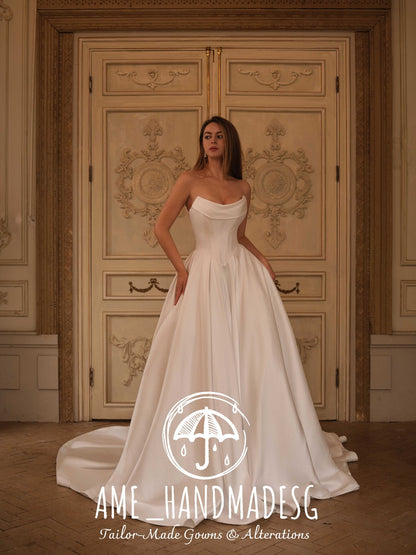 Modern Majesty: A Timeless Strapless Bridal Gown