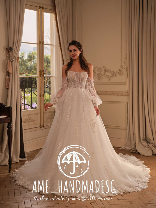 Timeless Whisper: A Romantic Handcrafted Bridal Gown