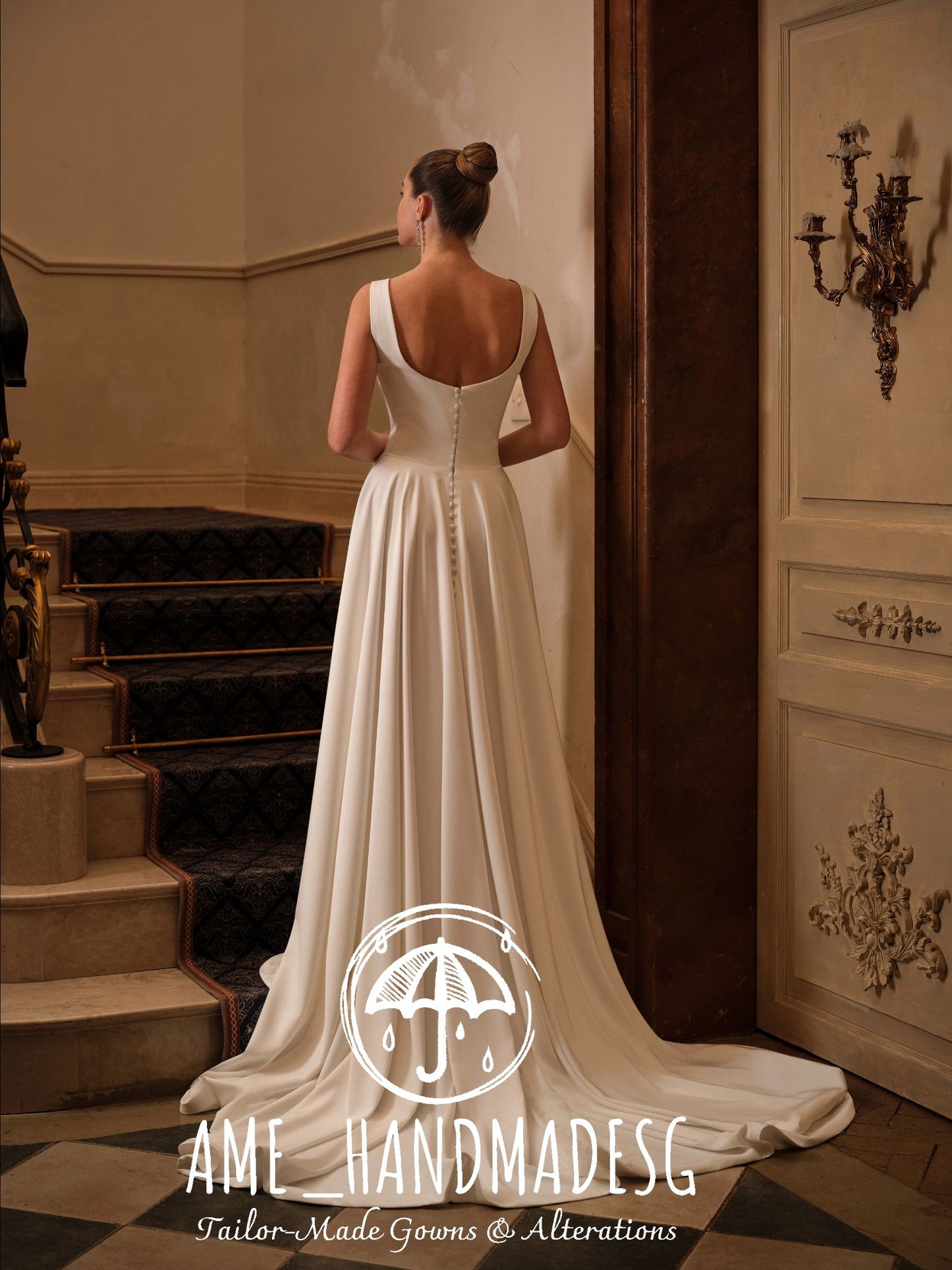 Pure Elegance: A Minimalist Square-Neck Bridal Gown