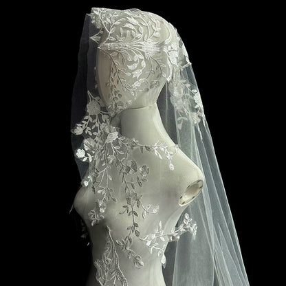 Korean Long Lace Wedding Veil
