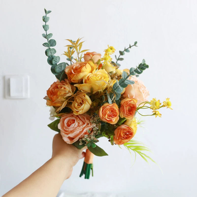 Artificial Wedding Bouquet Forest Style Transparent White Rose