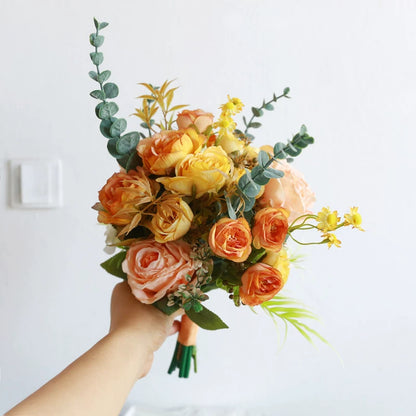 Artificial Wedding Bouquet Forest Style Transparent White Rose
