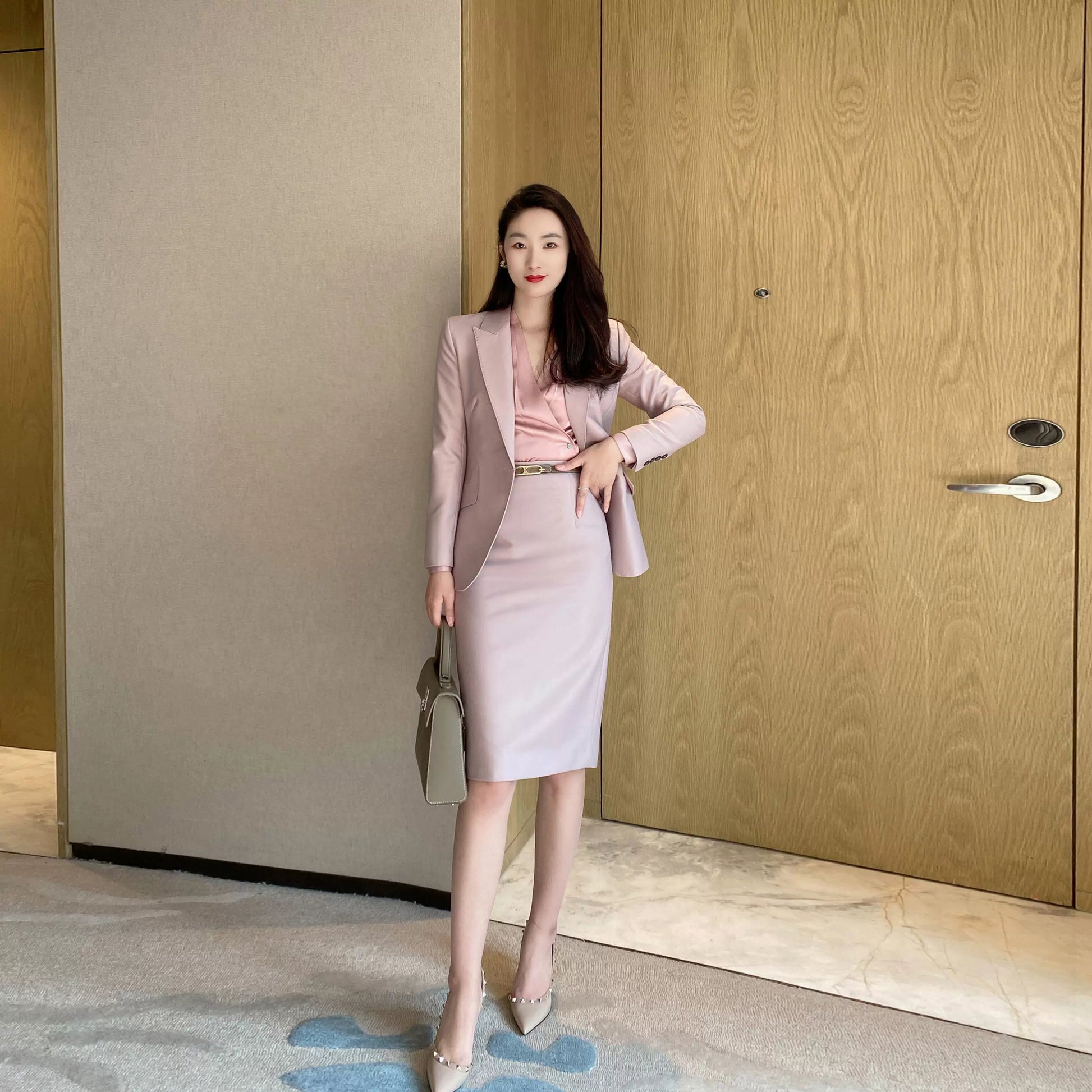 Spring Fuchsia Slim Fit Classic Suit Set with Hip Accents