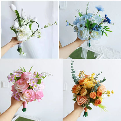 Artificial Wedding Bouquet Forest Style Transparent White Rose