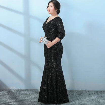 Black Sequin Elegant Evening Dress