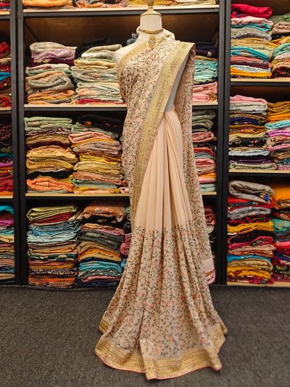 Indian Nude Pink Silk Sari