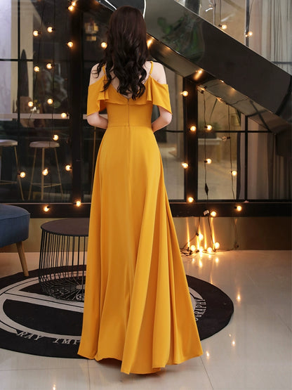 Bridesmaid Dress Simple Cut Bright Catchy Style