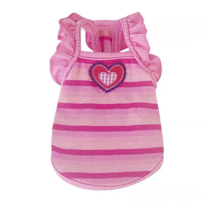 Peach Fans Sweetheart Summer Embroidered Elastic Striped Pet Vest