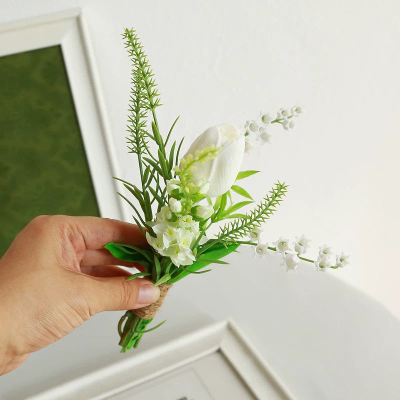 Groom Boutonniere Pin Wedding Lapel Flower Photo Prop