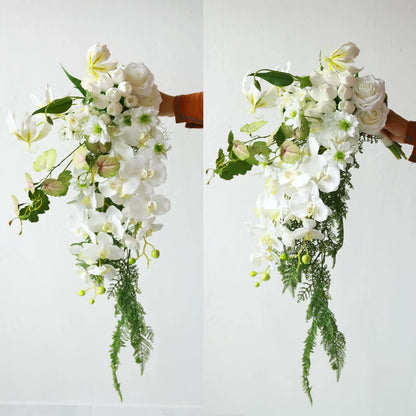 Artificial Wedding Bouquet Waterfall Handheld Flower Prop Decoration