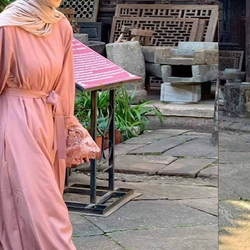 Elegant Embroidered Sequin Long Sleeve Conservative Middle Eastern Dress