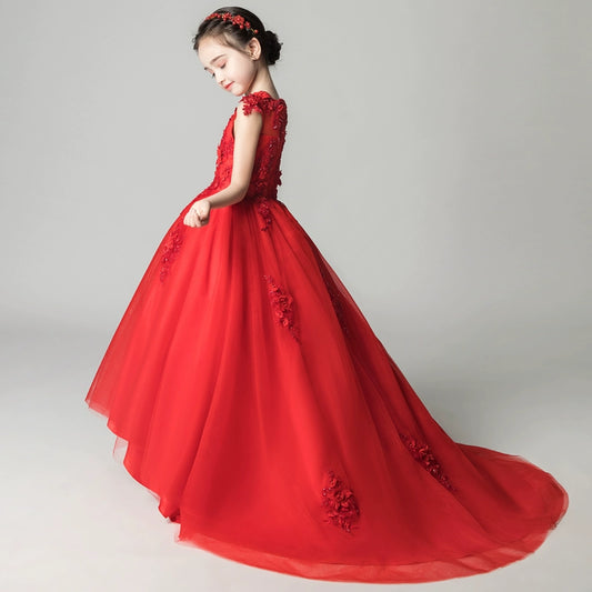 Elegant Princess Wedding Dress for Girls Piano Performance Costume