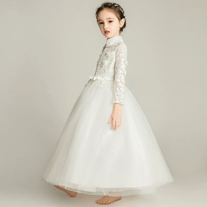 Elegant Princess Flower Girl Dress: Long Sleeve Wedding Party Gown