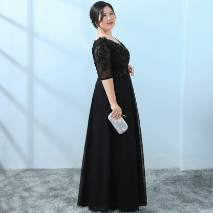 Elegant Black Velvet Evening Dress
