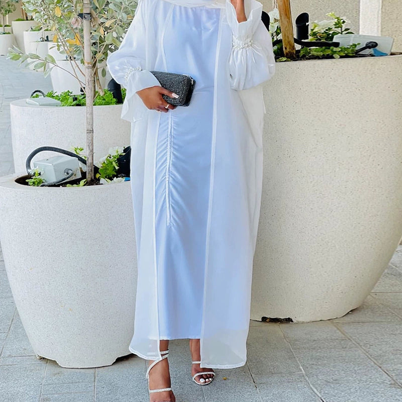 Elegant Flowy Ethnic Cardigan Dress European Indian Malaysian Style Jacket