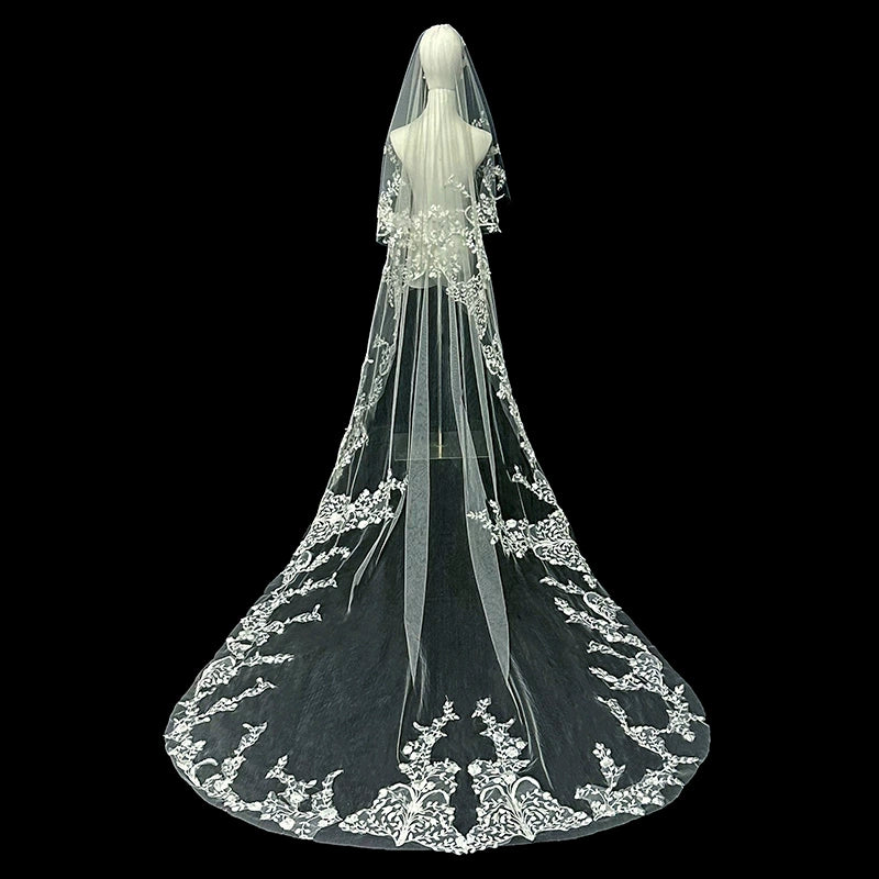 Korean Long Lace Wedding Veil