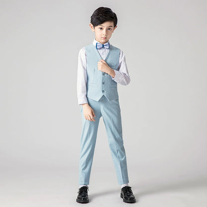 Boys' Elegant Vest Suit Set for Piano Performance & Autumn