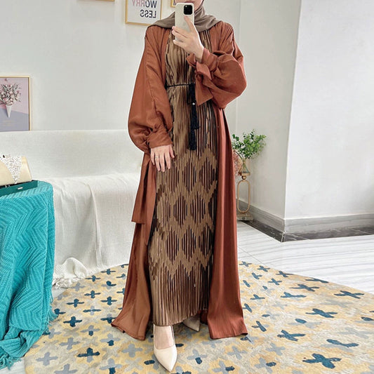 Elegant Puff Sleeve Cardigan with Summer Skirt – Indian Style