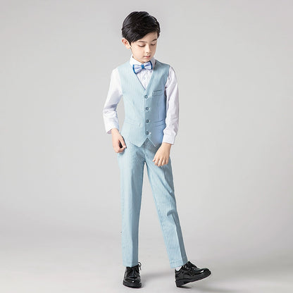 Boys' Elegant Vest Suit Set for Piano Performance & Autumn