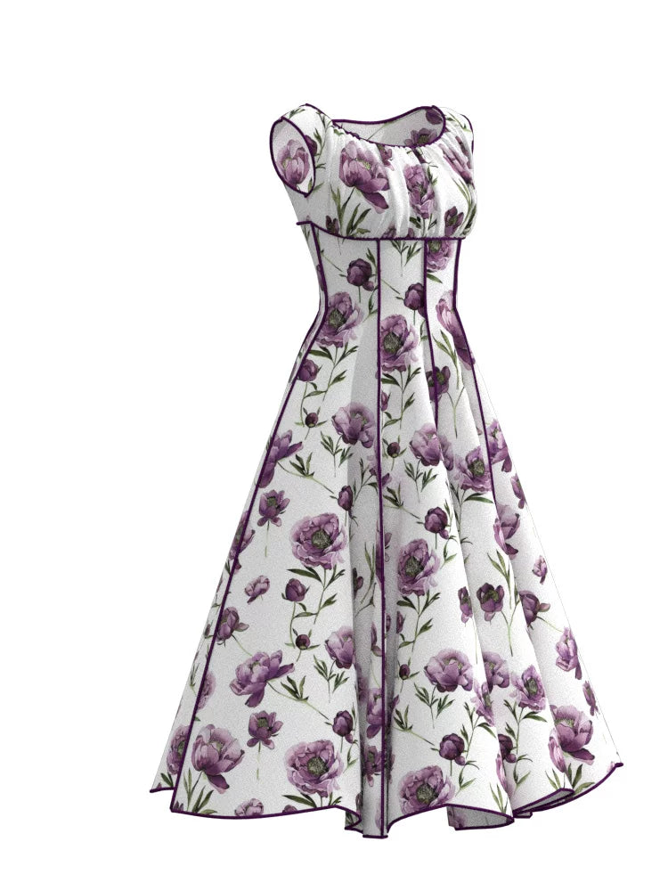 Retro Nordic One‑Shoulder Women's Dress – Paper‑Pattern Pleated Skirt