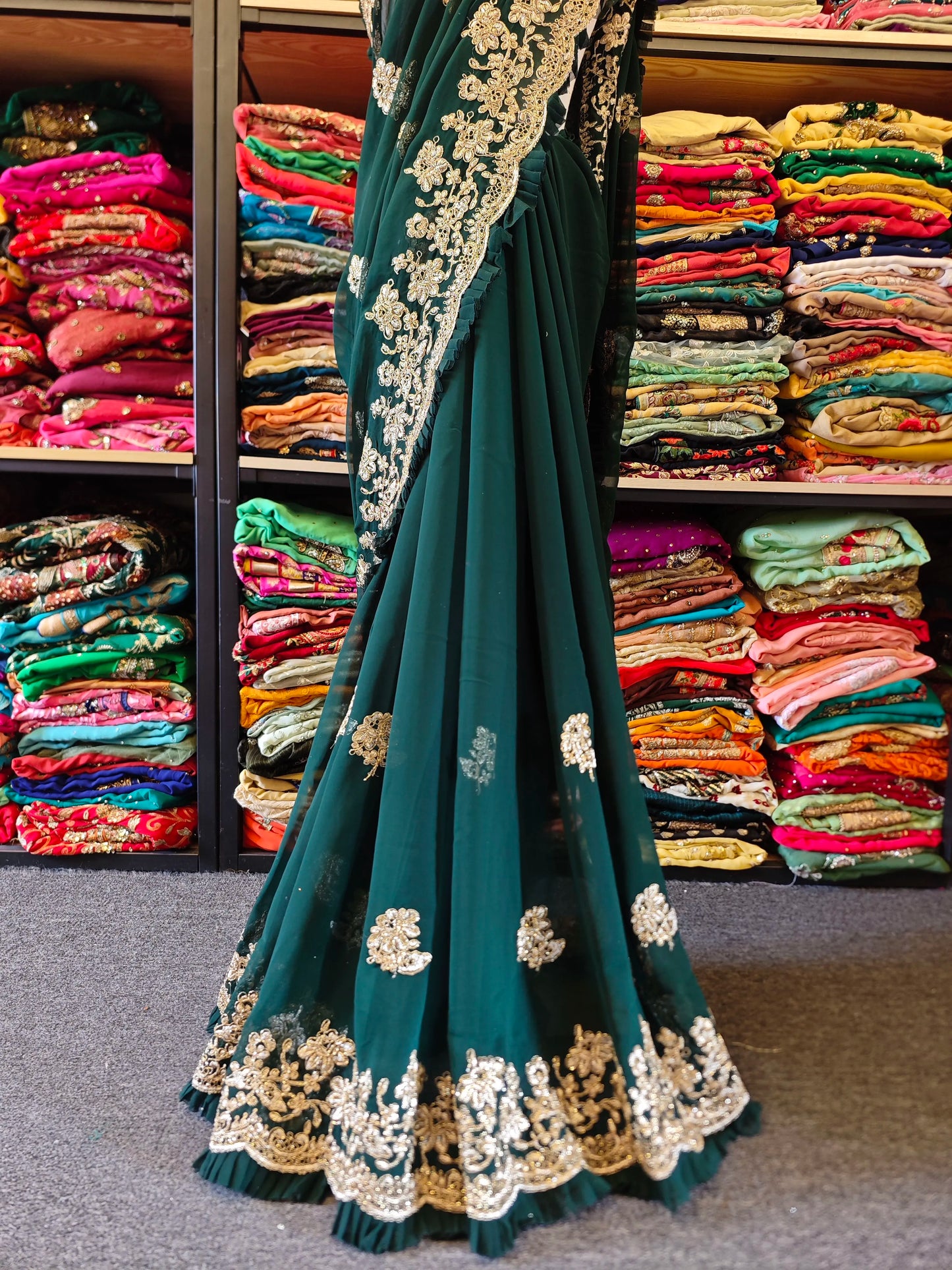 Indian Beaded Embroidered Sari