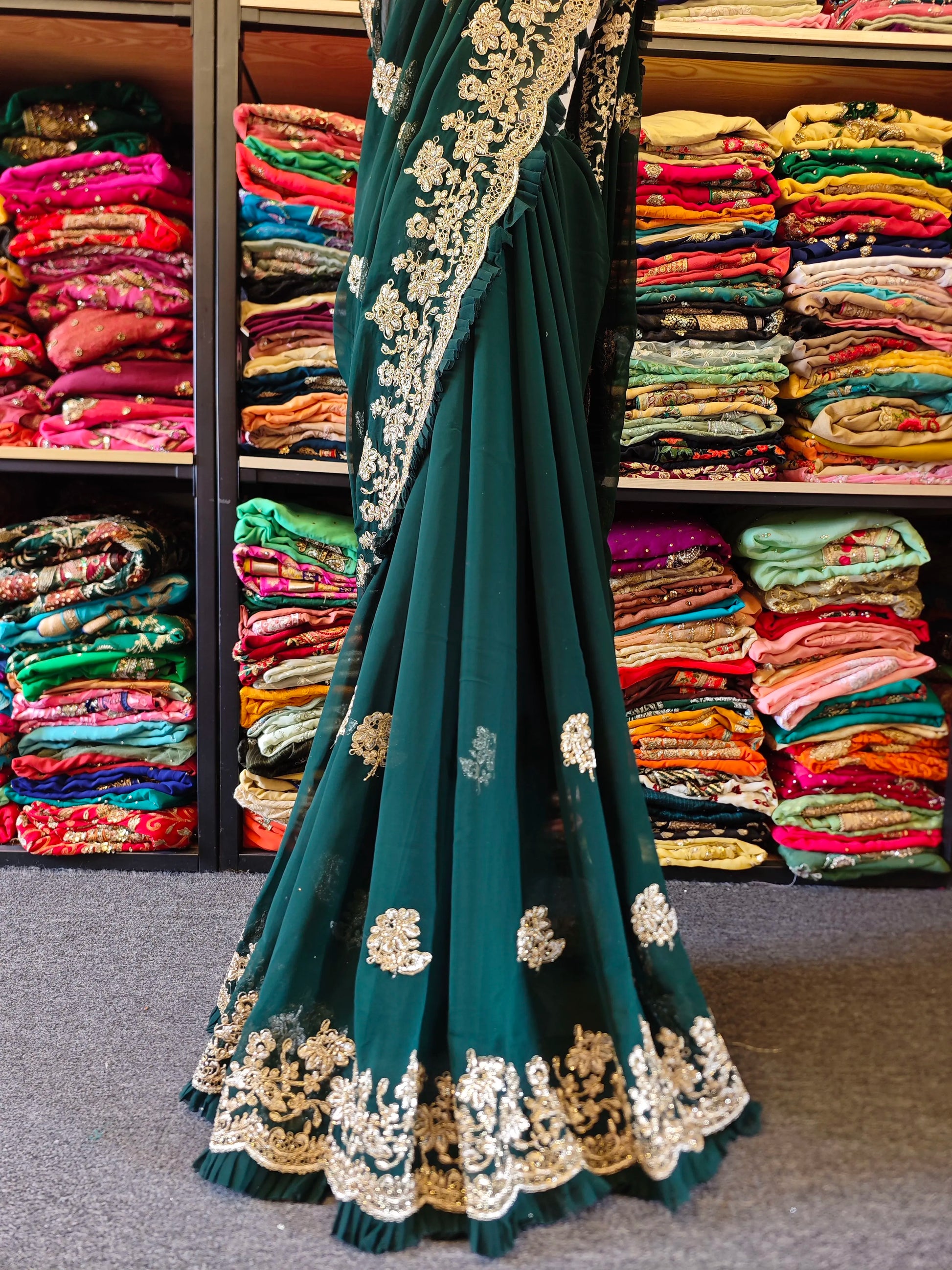 Indian Beaded Embroidered Sari