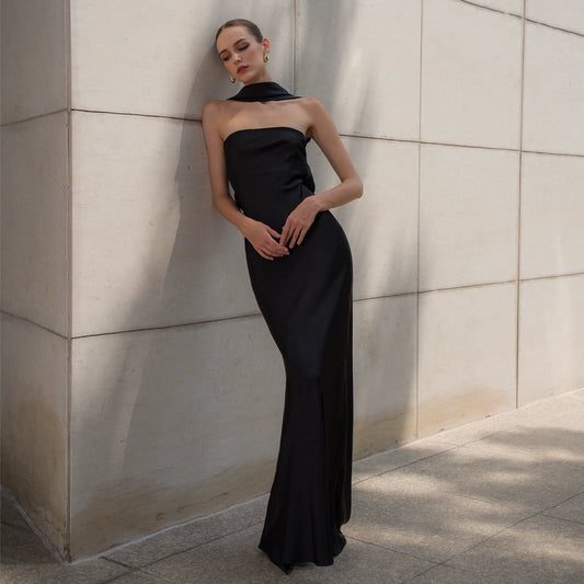 Elite Black Bridesmaid Evening Dress