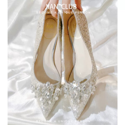 Silver Crystal Engagement Heel With Diamond Detail